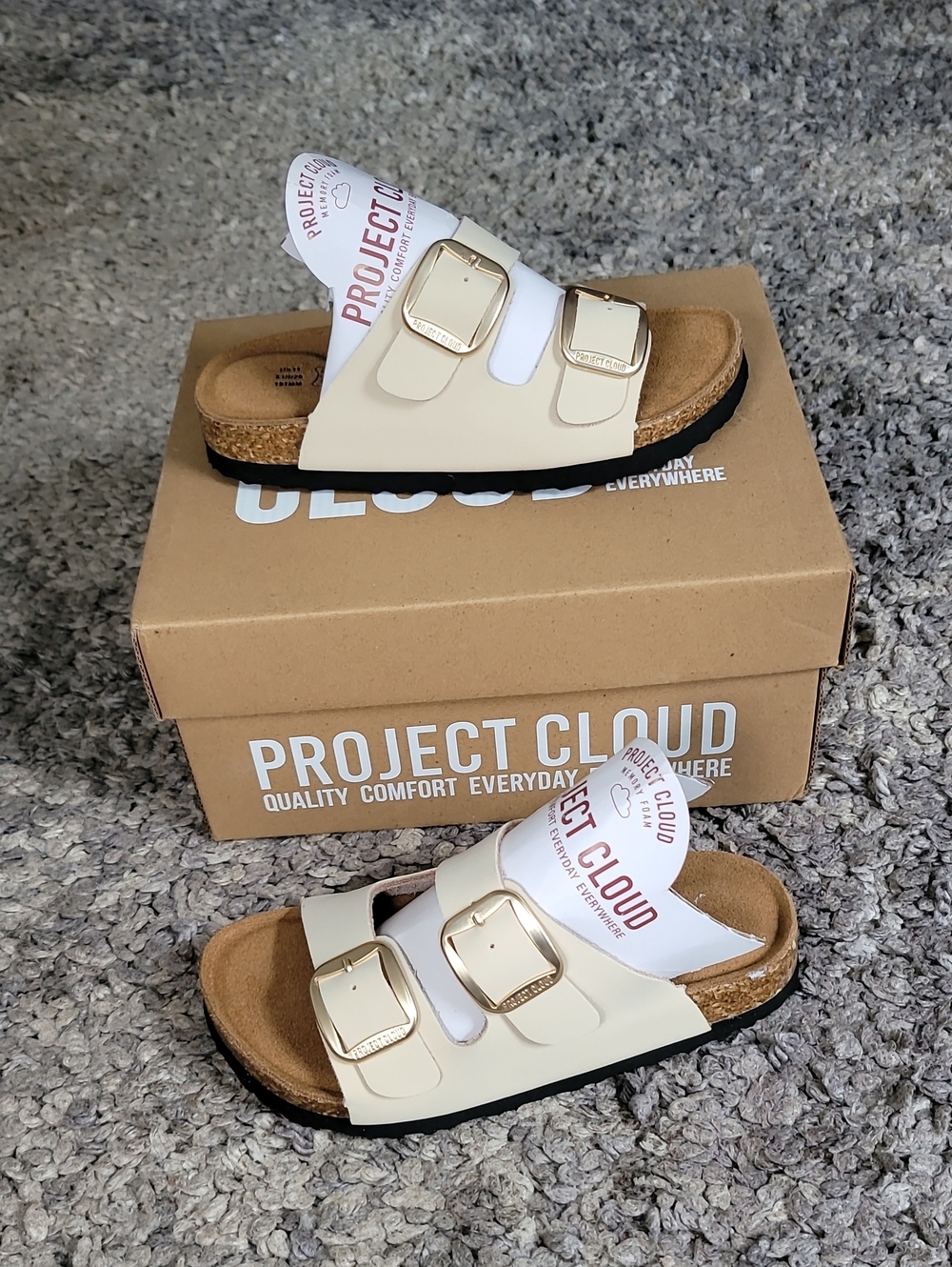 Project Cloud Kids Cream Double Buckle Sandals